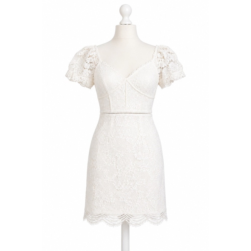Twosisters White Lace Off Shoulder Midi Dress Cottagecore Bridal Size 8 Sorority